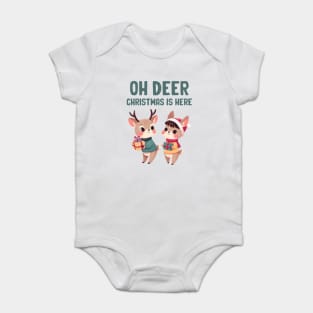 Oh Deer Christmas is Here Baby Bodysuit